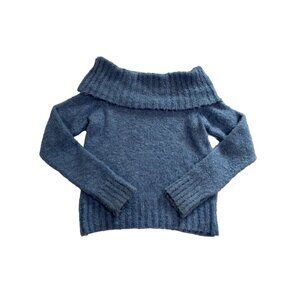 MNG Mango Off The Shoulder Knitted Sweater in Blue